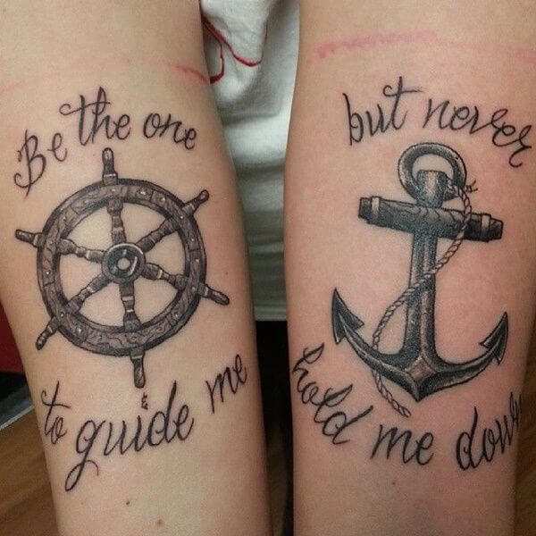 ship wheel and compass tattoo 