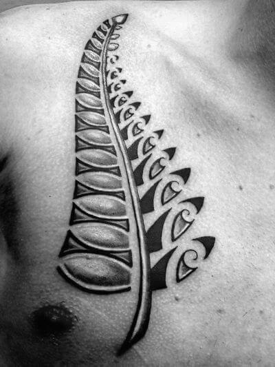 upper chest leaf tatt for men