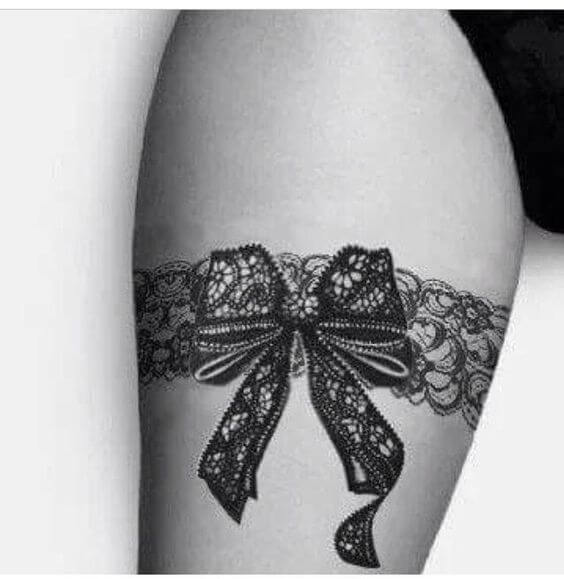 Bow Tattoo on Thigh