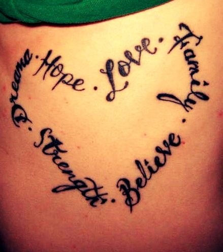 Family quotes heart tattoo