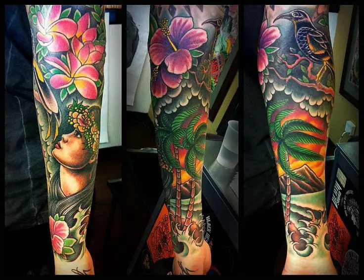 Hibiscus Tattoo Sleeve