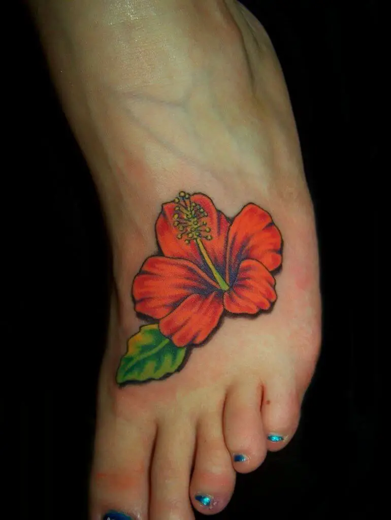 Red Hibiscus Flowers tattoo