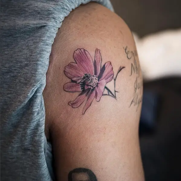 pink flower tattoo