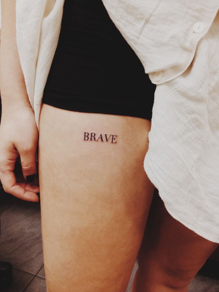 small Quote Thigh tattoo
