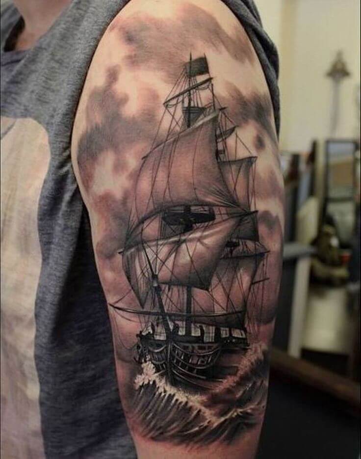 An Ocean With A Ship tattoo