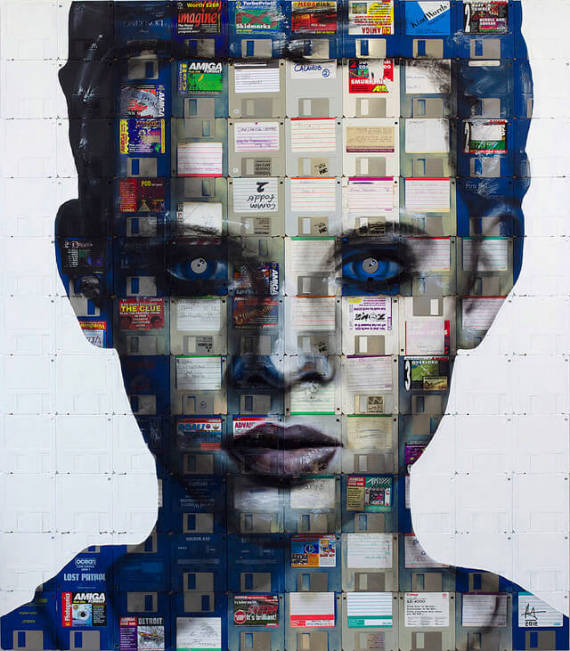 Floppy disk portraits by Nick Gentry