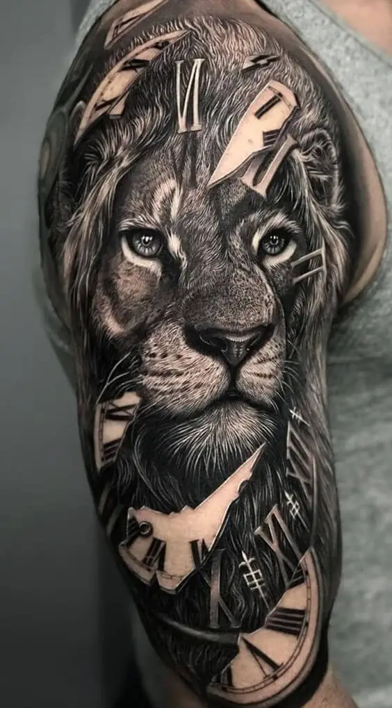 lion sleeve tattoo
