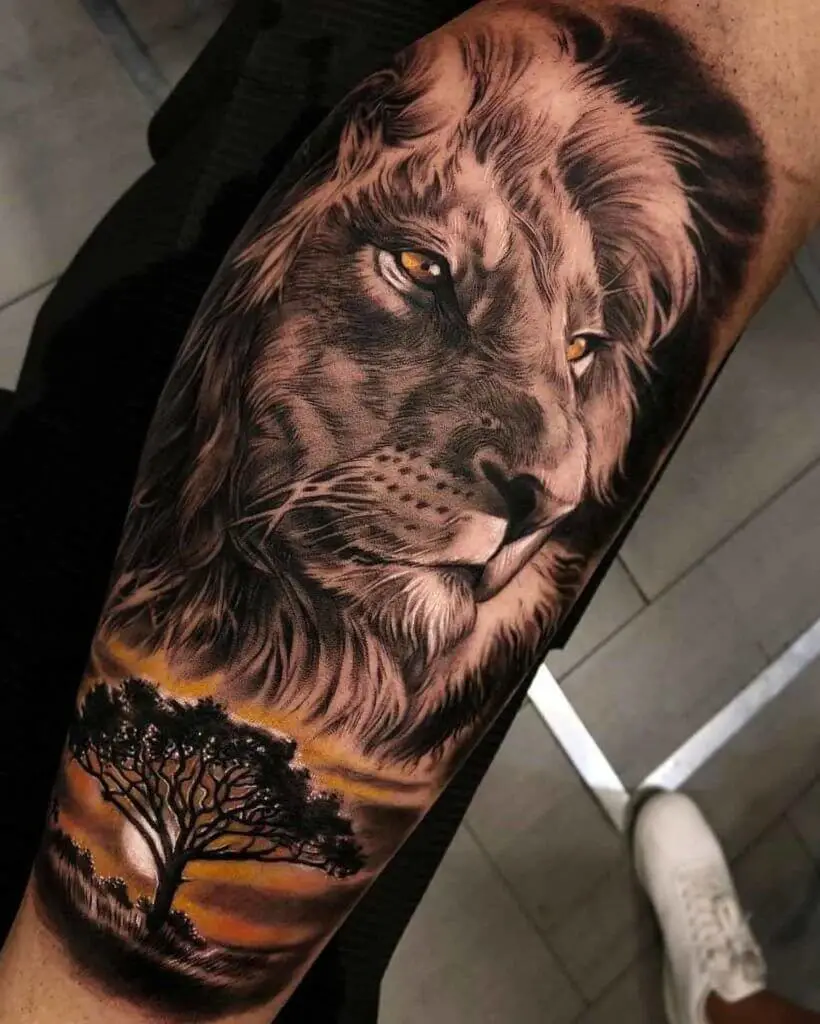 realistic lion tattoo