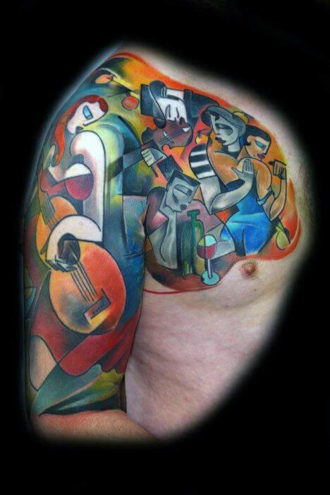 sleeve cubism tattoo