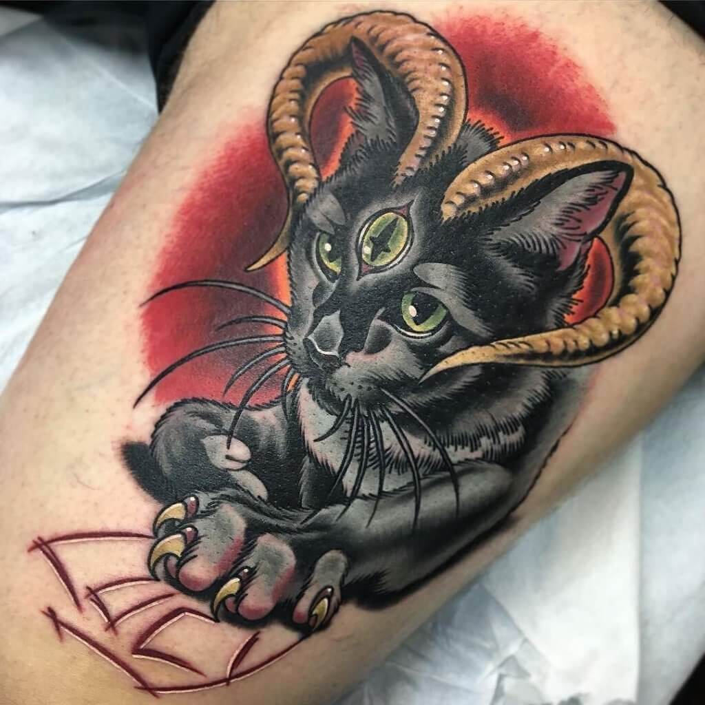 devil cat tattoo