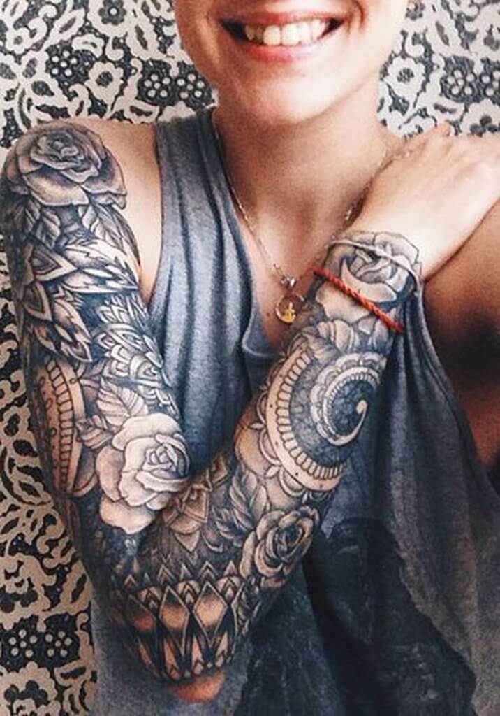 women full arm tattoo gala