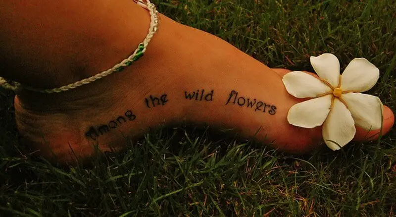 Among the Wild Flowers Foot Tattoo