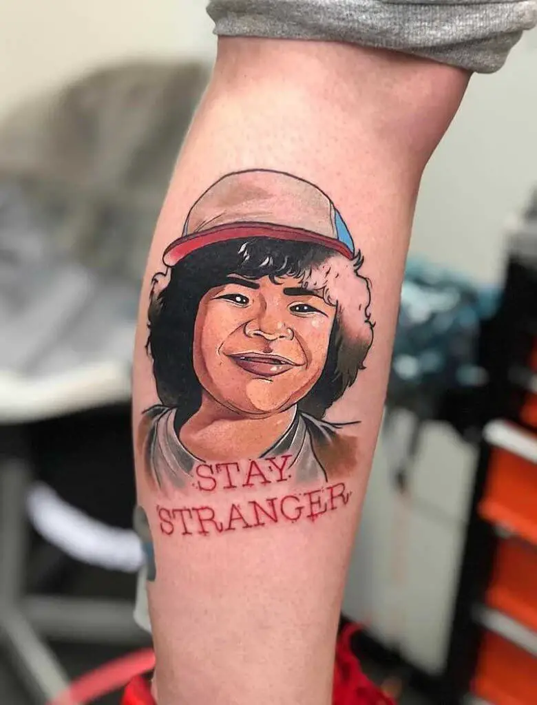 Dusttin stranger things portrait tattoo