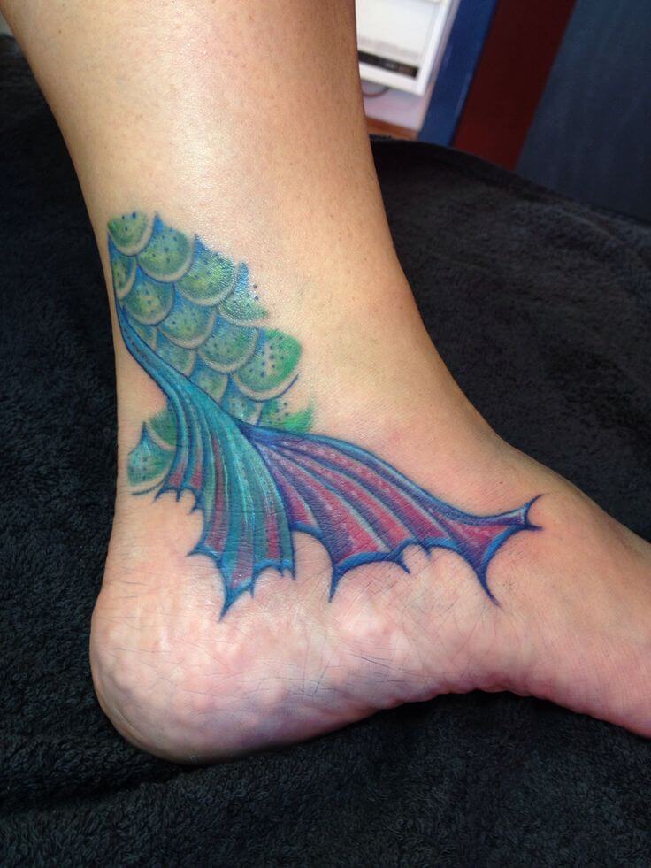 mermaid foot tattoo