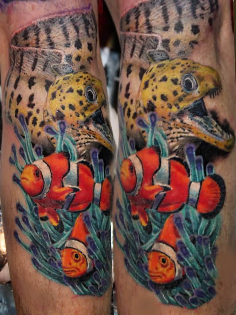 Aquarium Fish Hip Tattoo 3d