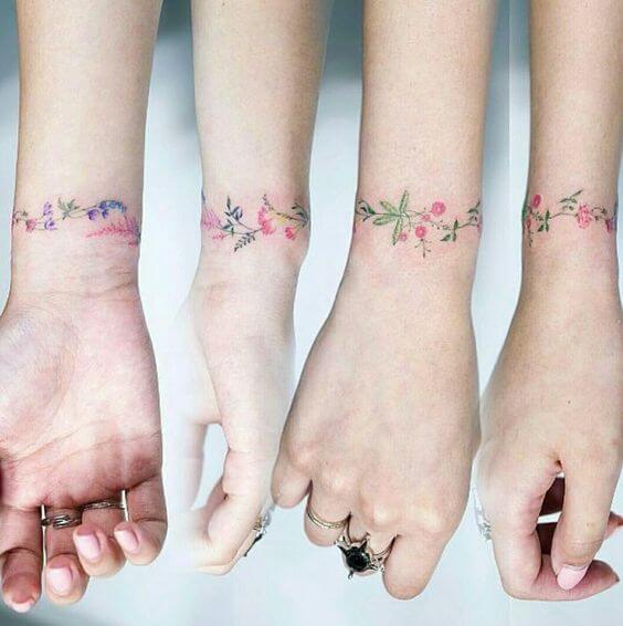 Colorful Wrist Tattoos For Girls