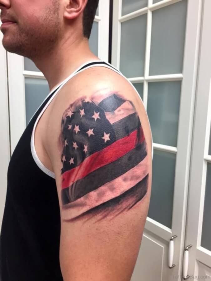 22 Black And White Flag Tattoo