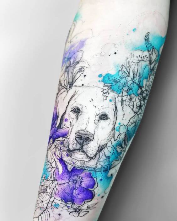 Colorful Labrador Tattoo