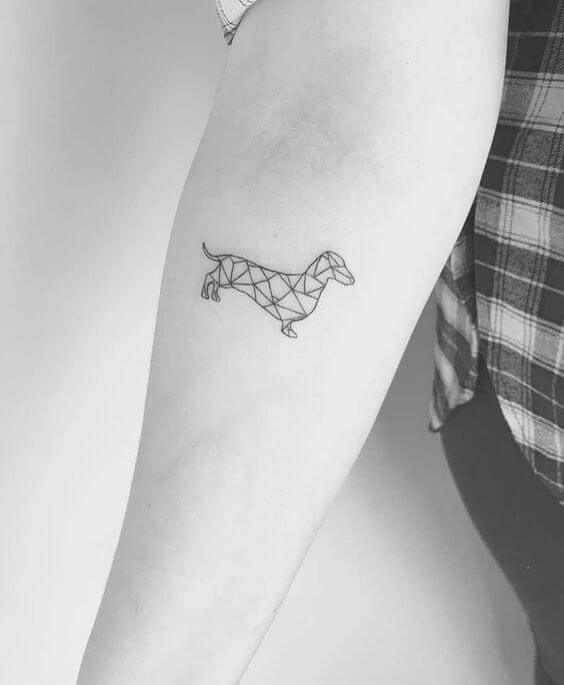 Geometric Dachshund Tattoo