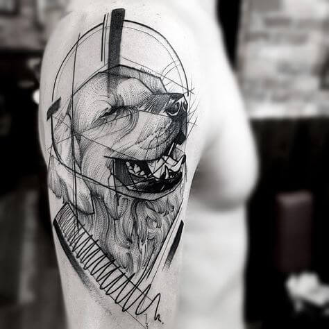 Geometric Golden Retriever Tattoo