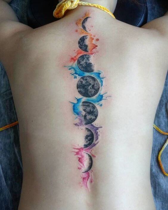 Moon Phases Birth Of Spine Planet Tattoo