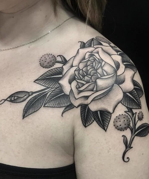 Rose Shoulder Flower Tattoo