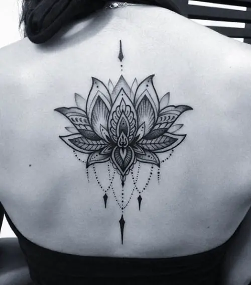 Upper Back Lotus Flower Tattoo