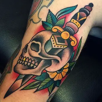 american traditional skull tattoo