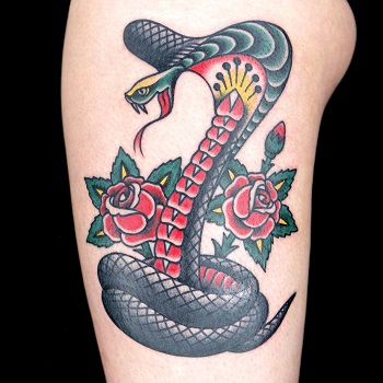 American traditional snake tattoo