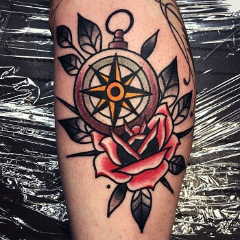 Traditional compass tattoo