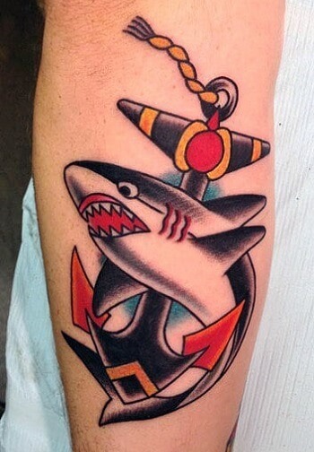American traditional shark tattoo
